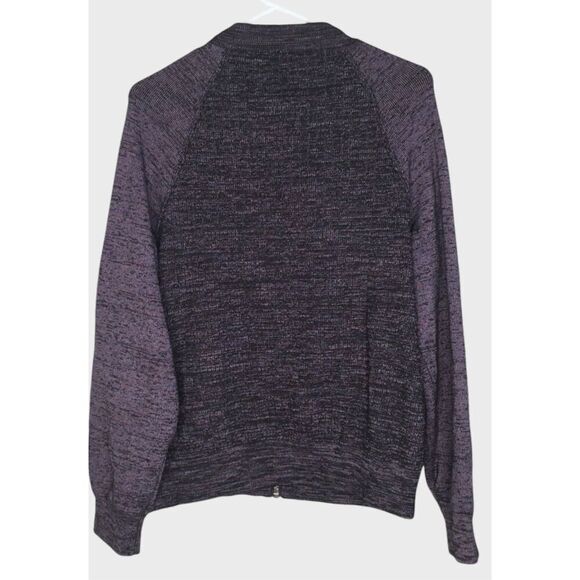 Free People Naomi Women Size Medium Purple Black Knit Bomber Jacket Sweater Zip - Picture 8 of 9